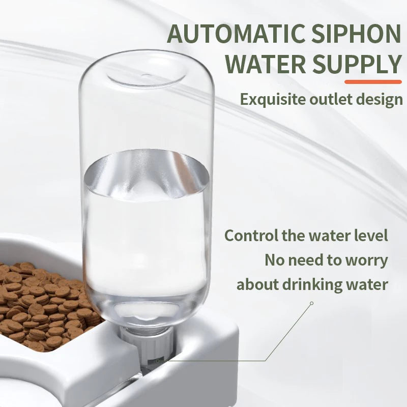 Dog and Cat automatic water dispenser, pet feeding bowl, feeding and drinking at the same time without taking up space