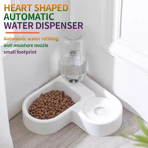 Dog and Cat automatic water dispenser, pet feeding bowl, feeding and drinking at the same time without taking up space