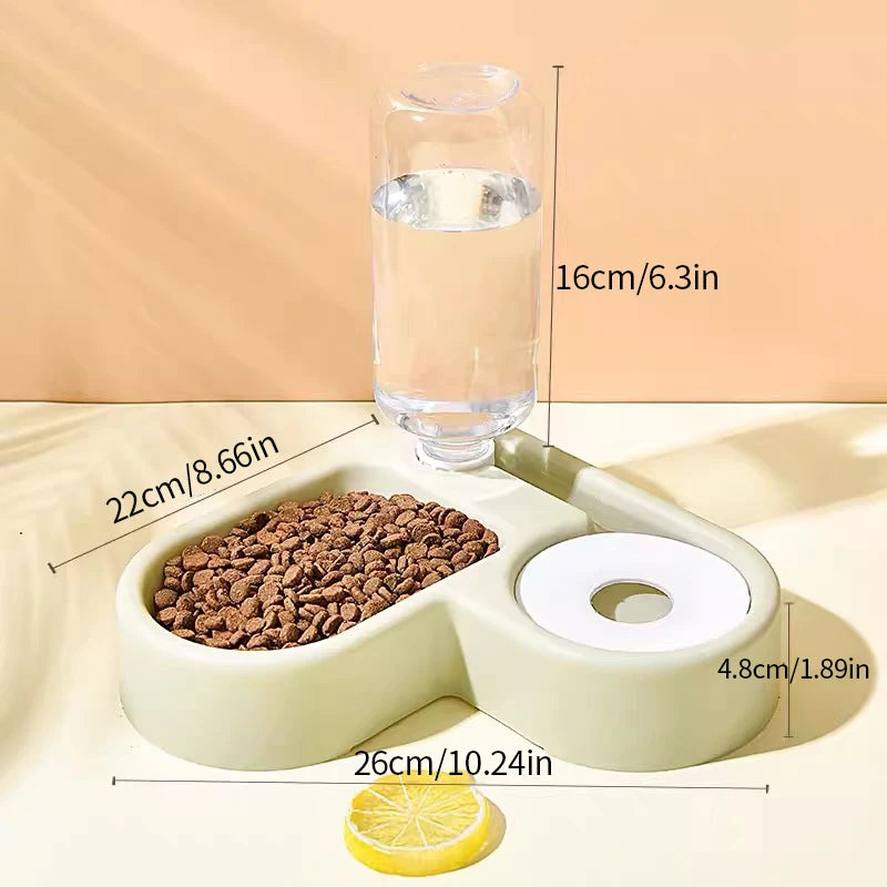 Dog and Cat automatic water dispenser, pet feeding bowl, feeding and drinking at the same time without taking up space